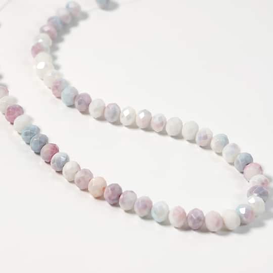 Jesse James Beads 8mm Mauve Pink & Gray Blue Rondelle Glass Beads